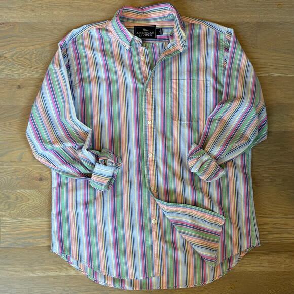 American Living Other - American Living Multicolor Stripes Cotton Button Down Shirt Size Large